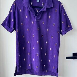 Polo by Ralph Lauren Purple All-Over Polo Logo Short-Sleeve Shirt